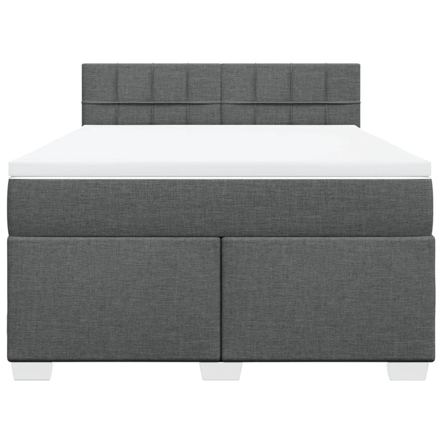 Boxspring met matras stof donkergrijs 140x200 cm