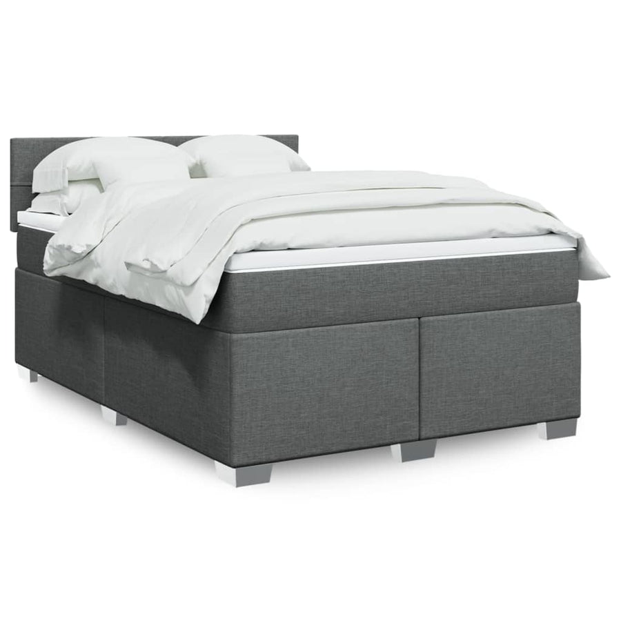 Boxspring met matras stof donkergrijs 140x200 cm