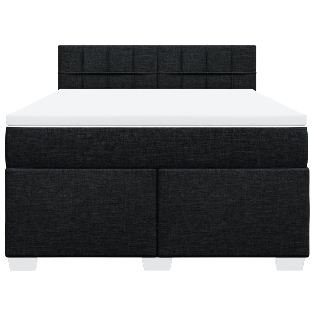 Boxspring met matras stof zwart 140x200 cm