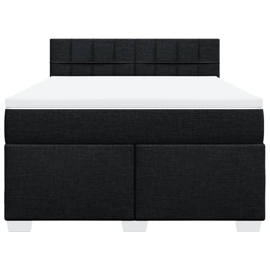 Boxspring met matras stof zwart 140x200 cm