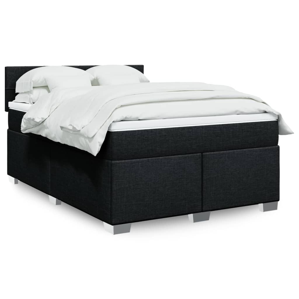 Boxspring met matras stof zwart 140x200 cm