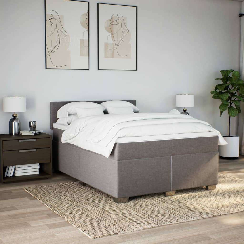 Boxspring met matras stof taupe 140x200 cm