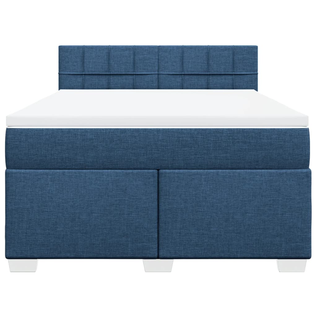 Boxspring met matras stof blauw 140x200 cm
