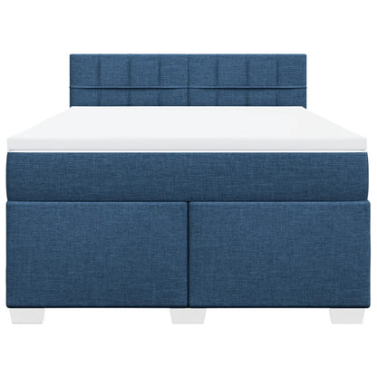 Boxspring met matras stof blauw 140x200 cm