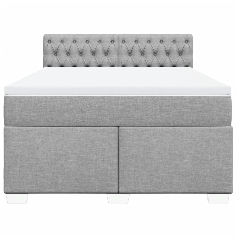 Boxspring met matras stof lichtgrijs 140x200 cm