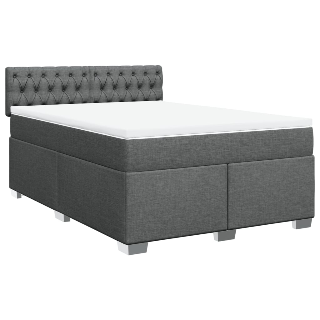 Boxspring met matras stof donkergrijs 140x200 cm