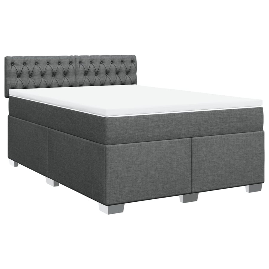Boxspring met matras stof donkergrijs 140x200 cm
