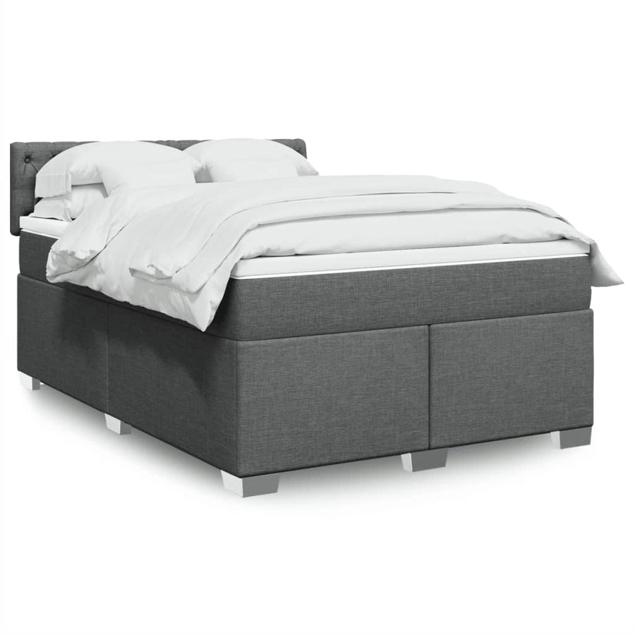 Boxspring met matras stof donkergrijs 140x200 cm