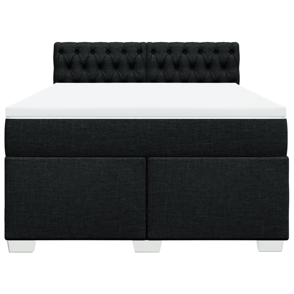 Boxspring met matras stof zwart 140x200 cm