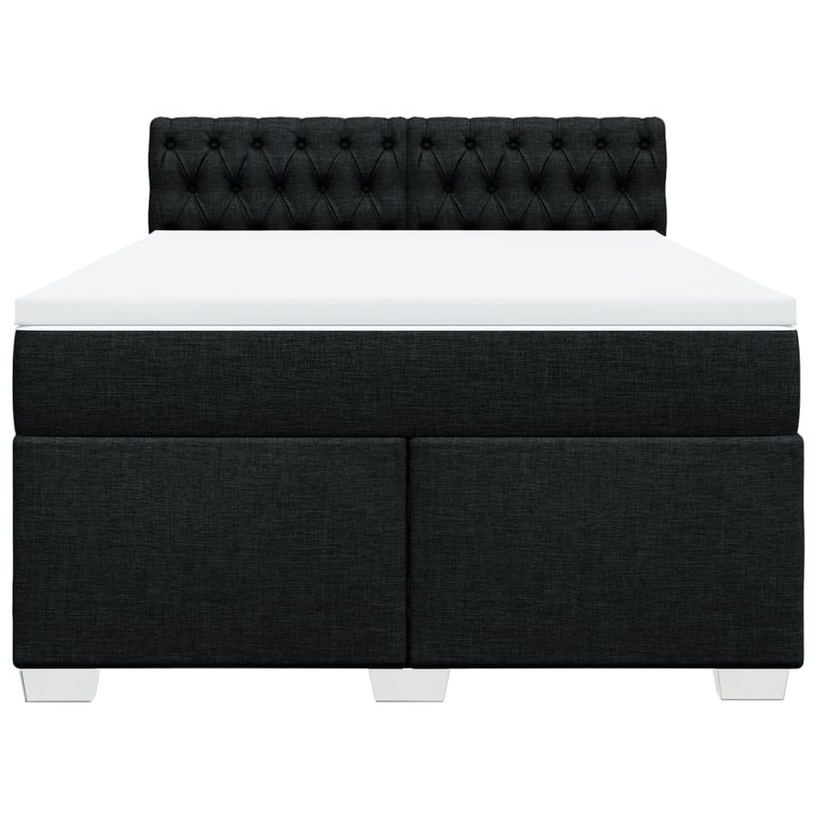 Boxspring met matras stof zwart 140x200 cm