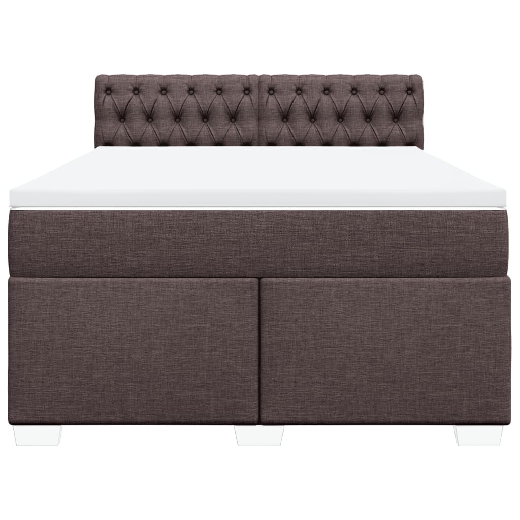 Boxspring met matras stof donkerbruin 140x200 cm