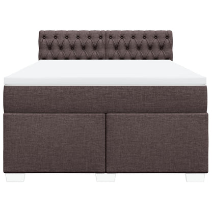 Boxspring met matras stof donkerbruin 140x200 cm