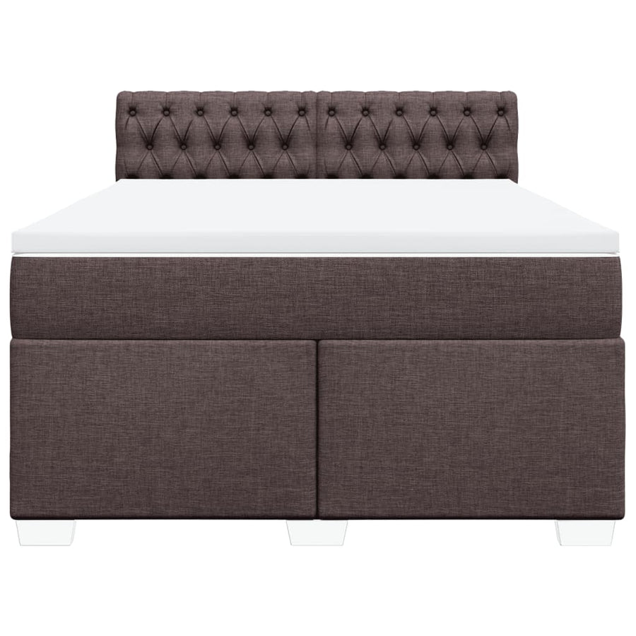 Boxspring met matras stof donkerbruin 140x200 cm