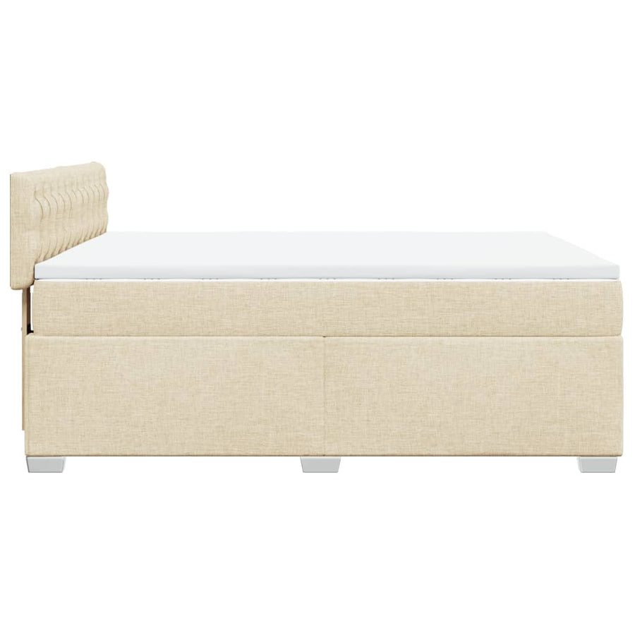 Boxspring met matras stof crèmekleurig 140x200 cm