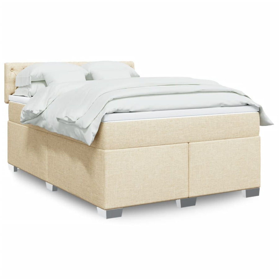 Boxspring met matras stof crèmekleurig 140x200 cm