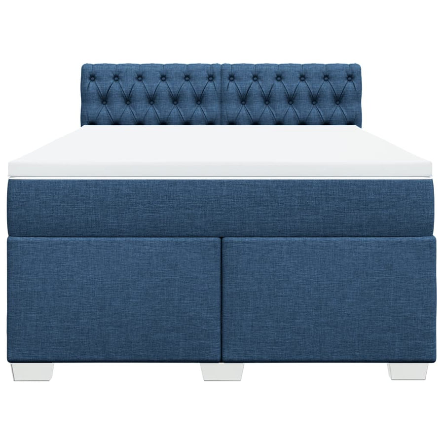 Boxspring met matras stof blauw 140x200 cm