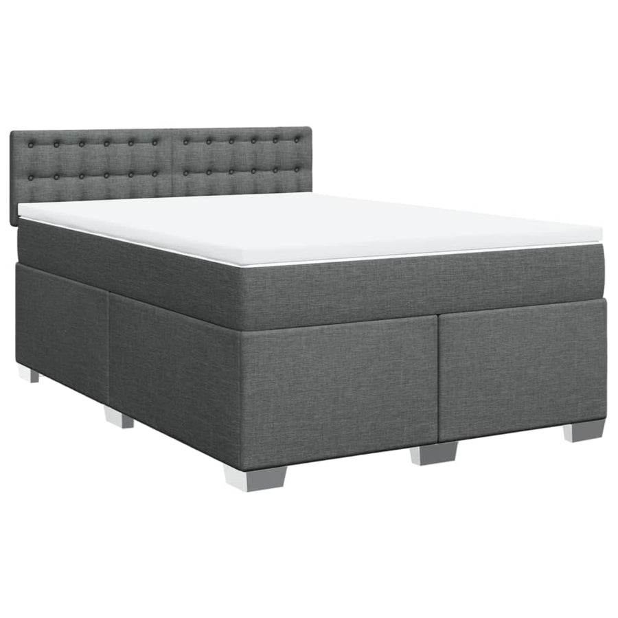 Boxspring met matras stof donkergrijs 140x200 cm