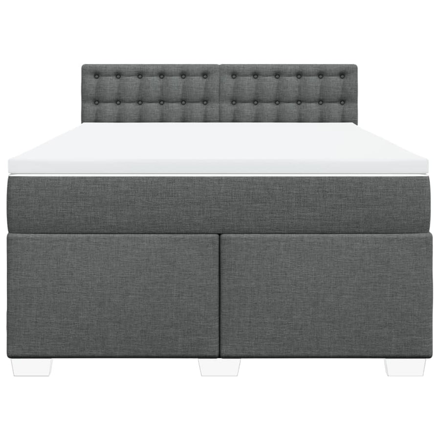 Boxspring met matras stof donkergrijs 140x200 cm
