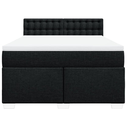 Boxspring met matras stof zwart 140x200 cm