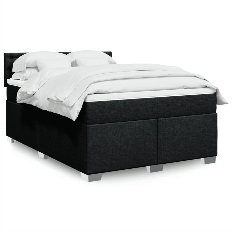 Boxspring met matras stof zwart 140x200 cm
