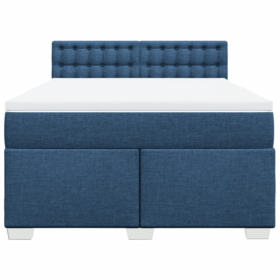 Boxspring met matras stof blauw 140x200 cm