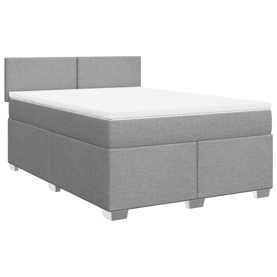 Boxspring met matras stof lichtgrijs 160x200 cm