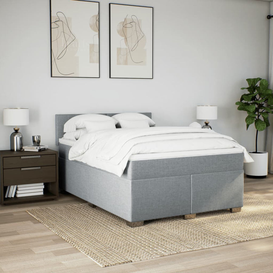 Boxspring met matras stof lichtgrijs 160x200 cm