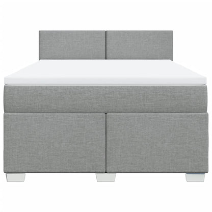 Boxspring met matras stof lichtgrijs 160x200 cm