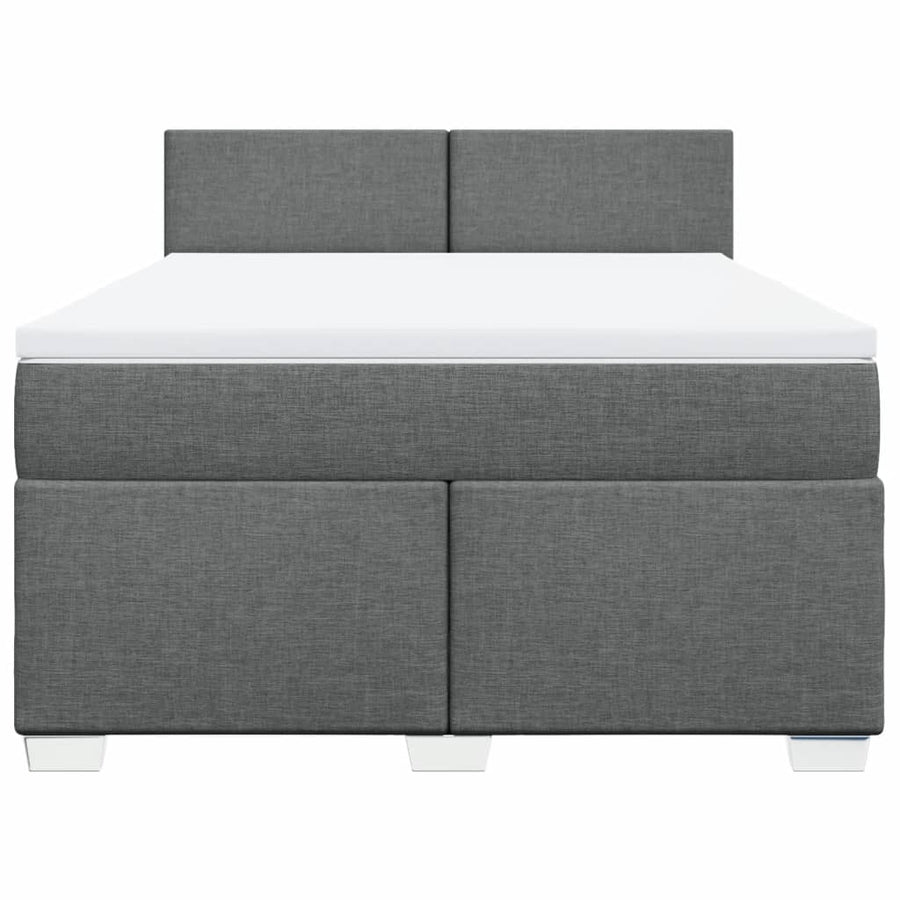 Boxspring met matras stof donkergrijs 160x200 cm