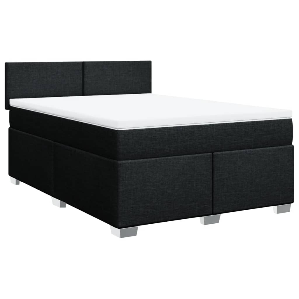 Boxspring met matras stof zwart 160x200 cm