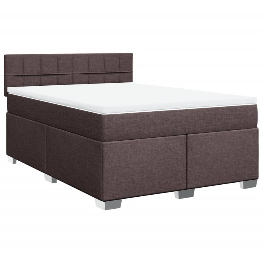Boxspring met matras stof donkerbruin 160x200 cm