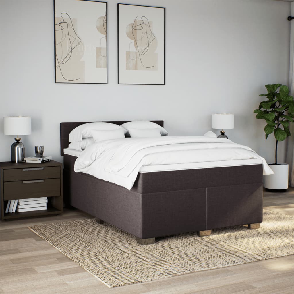 Boxspring met matras stof donkerbruin 160x200 cm
