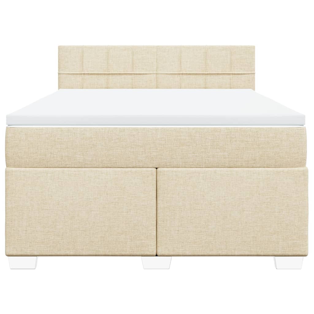 Boxspring met matras stof crèmekleurig 160x200 cm