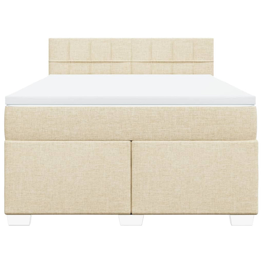 Boxspring met matras stof crèmekleurig 160x200 cm