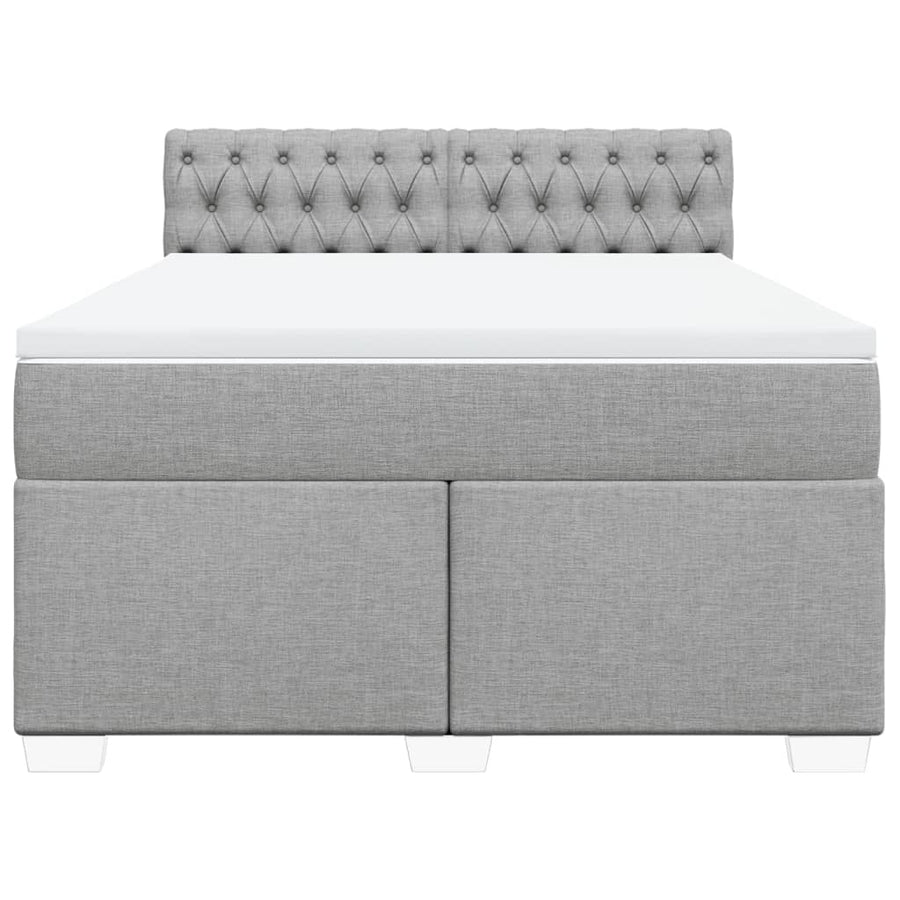 Boxspring met matras stof lichtgrijs 160x200 cm
