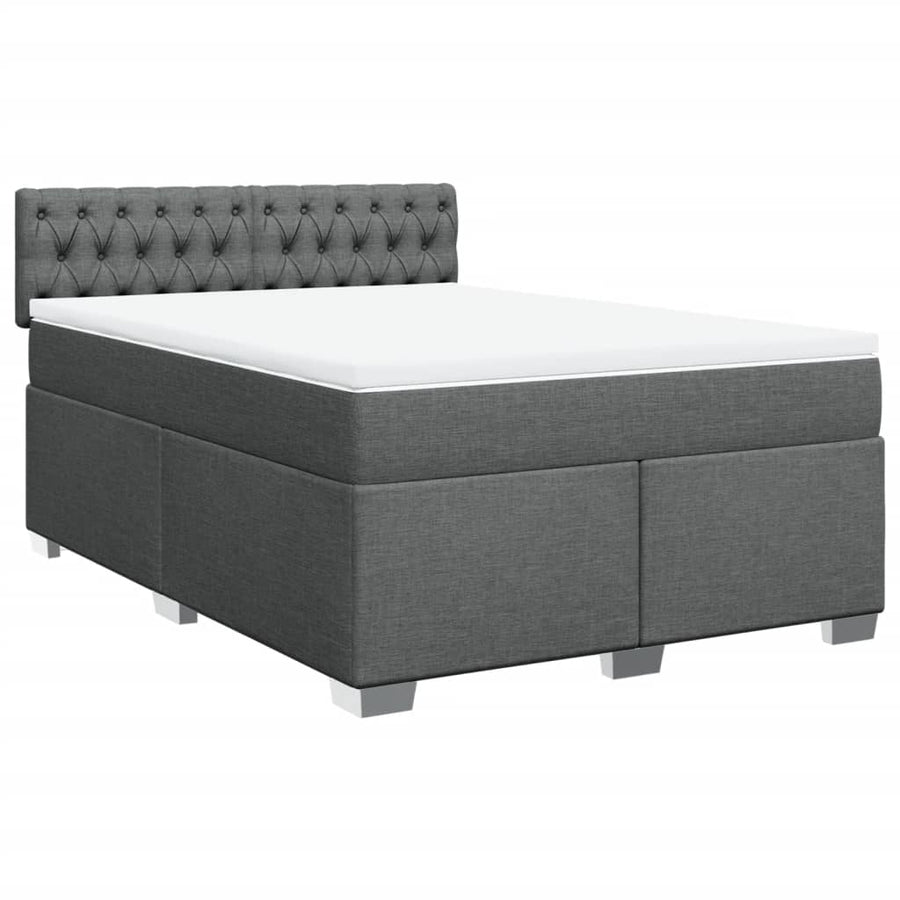 Boxspring met matras stof donkergrijs 160x200 cm