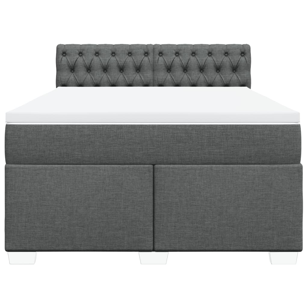 Boxspring met matras stof donkergrijs 160x200 cm