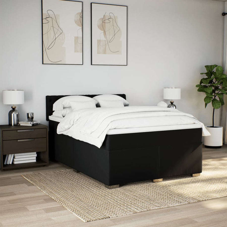 Boxspring met matras stof zwart 160x200 cm