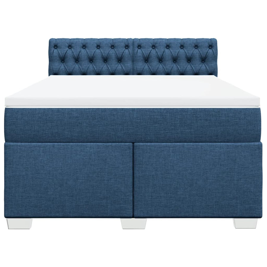 Boxspring met matras stof blauw 160x200 cm