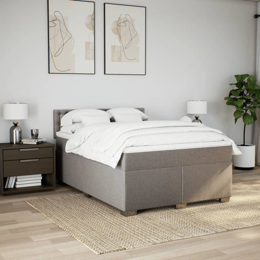 Boxspring met matras stof taupe 160x200 cm