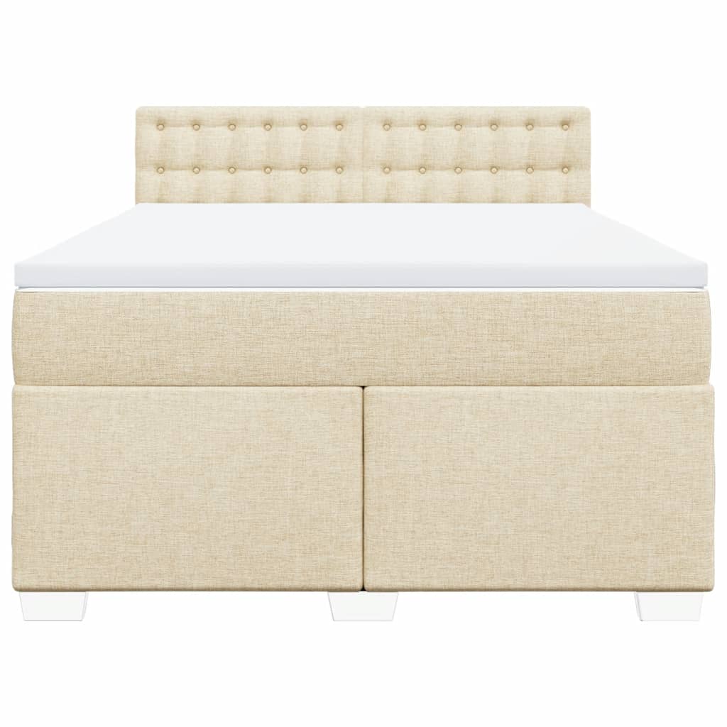 Boxspring met matras stof crèmekleurig 160x200 cm