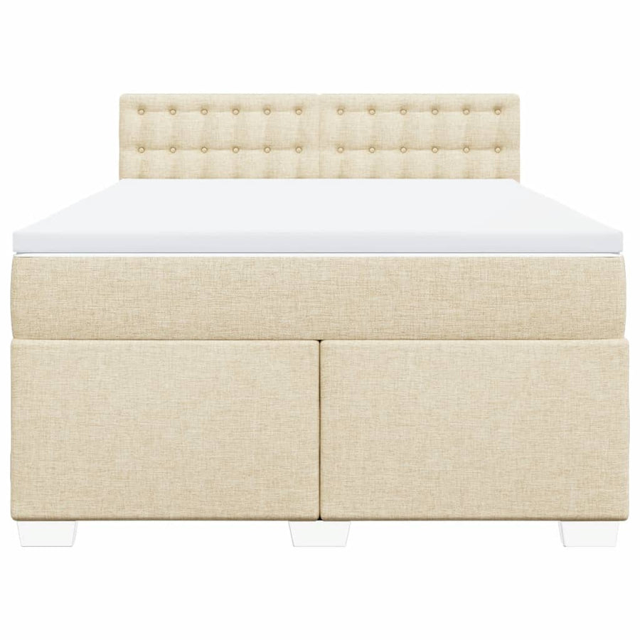 Boxspring met matras stof crèmekleurig 160x200 cm