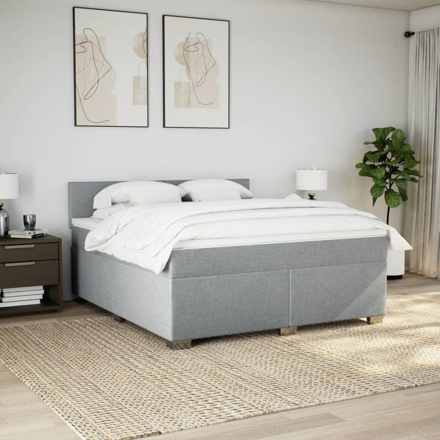 Boxspring met matras stof lichtgrijs 180x200 cm