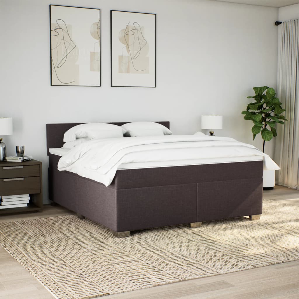 Boxspring met matras stof donkerbruin 180x200 cm