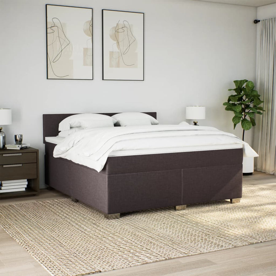 Boxspring met matras stof donkerbruin 180x200 cm
