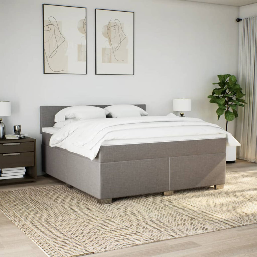 Boxspring met matras stof taupe 180x200 cm