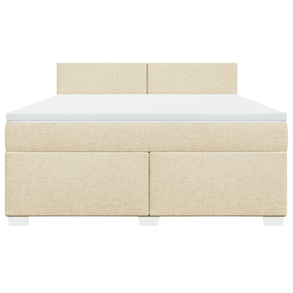Boxspring met matras stof crèmekleurig 180x200 cm