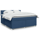 Boxspring met matras stof blauw 180x200 cm