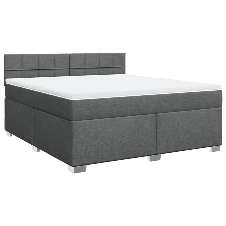 Boxspring met matras stof donkergrijs 180x200 cm