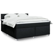 Box spring with mattress, black fabric, 180x200 cm